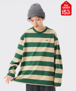 【+15%ポイントUP】【別注】LACOSTE / ボーダー ロングスリーブ Tシャツ