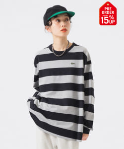 【+15%ポイントUP】【別注】LACOSTE / ボーダー ロングスリーブ Tシャツ