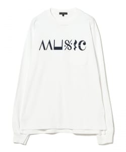 ENGINEERED GARMENTS / Printed Cross Crew Neck L/S T-shirt - Music