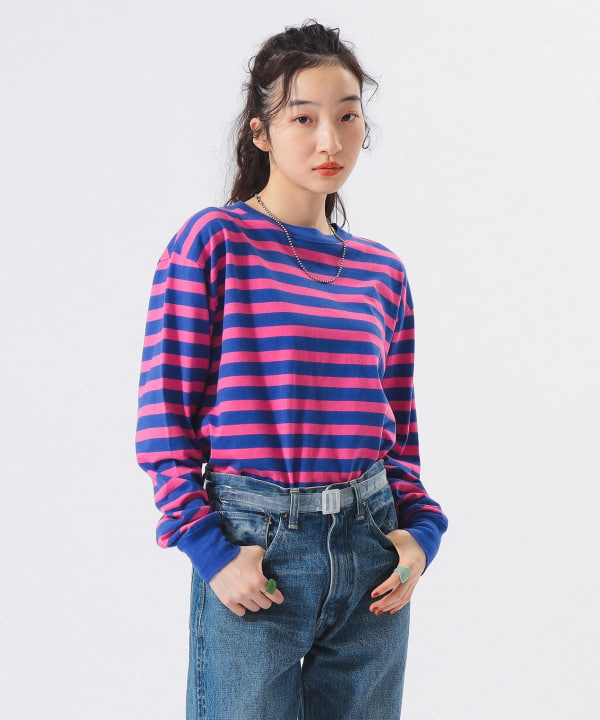 BEAMS コットンレーヨン ボーダー ロングスリーブ Tシャツ BEAMS（ビームス）の「BEAMS / コットンレーヨン ボーダー