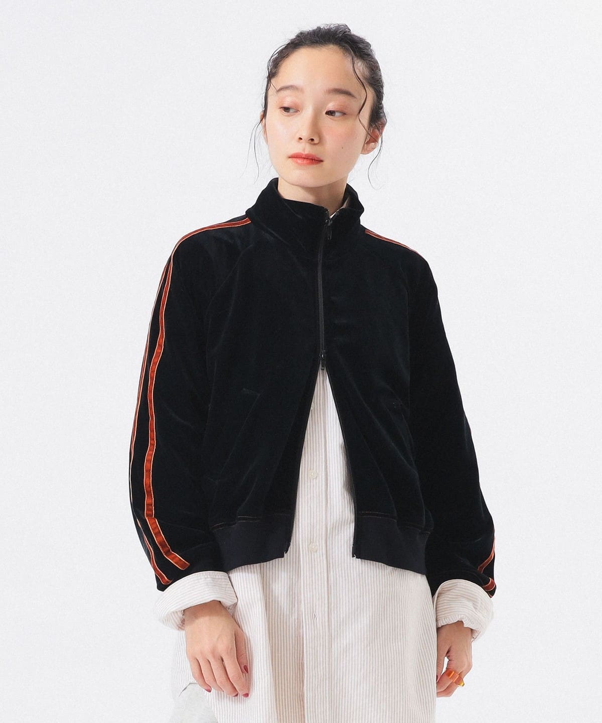 ベロア ライナー フルジップ ブルゾン WOMEN BLACK ONE SIZE