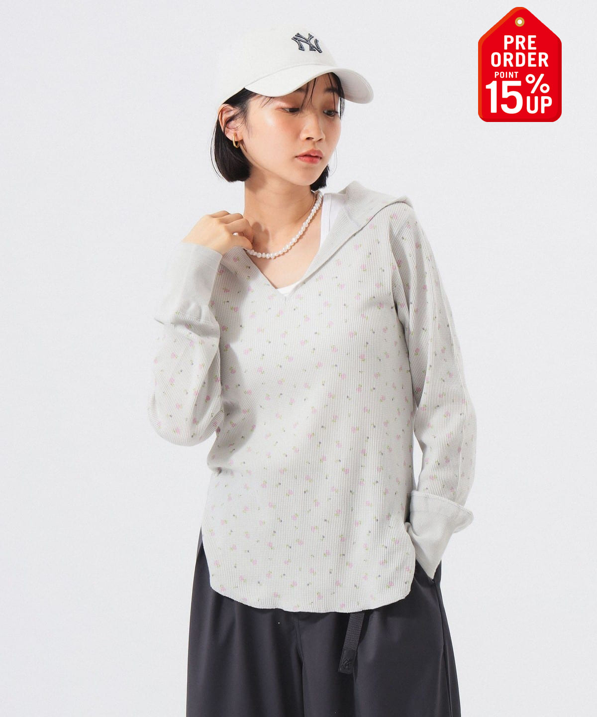 【+15%ポイントUP】フラワー サーマル パーカー Tシャツ・カットソー WOMEN LIGHT. GREY ONE SIZE 【+15%ポイントUP】フラワー サーマル パーカー Tシャツ・カットソー WOMEN LIGHT. GREY ONE SIZE