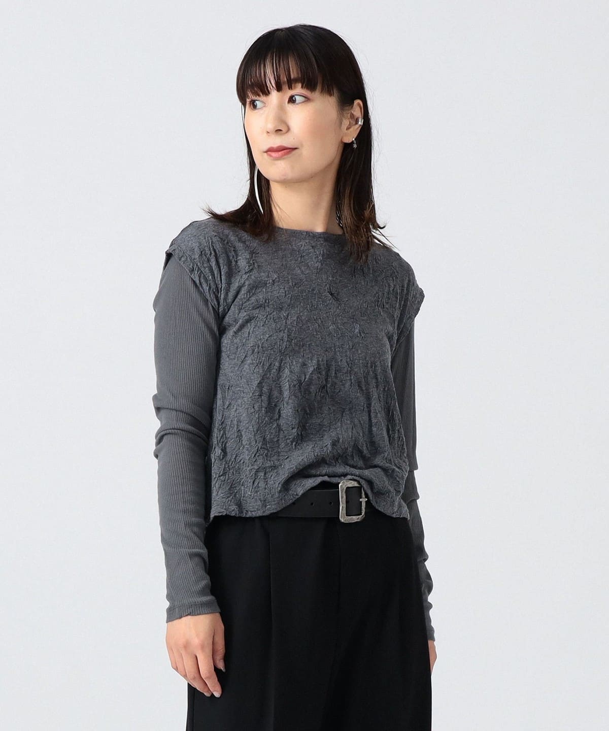 〈女裝〉長袖上衣 + 背心 兩件組