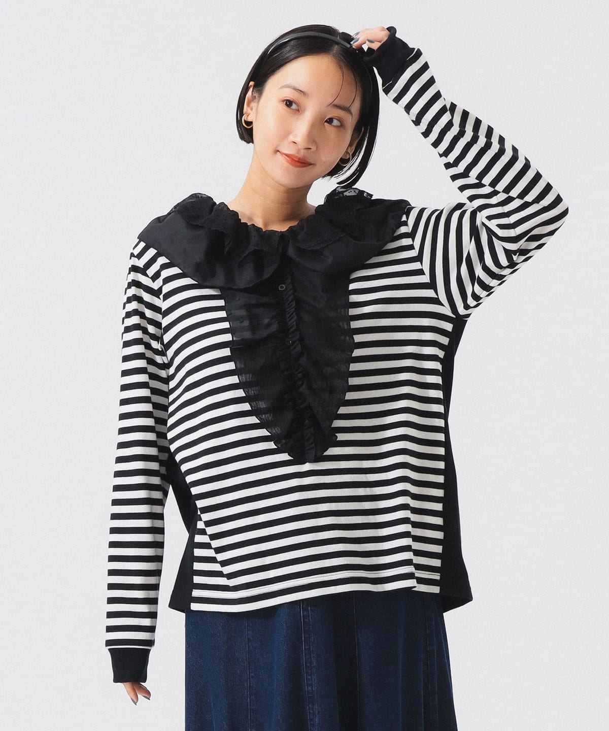 【別注】TORI-TO トリト / フリル襟 Tシャツ Tシャツ・カットソー WOMEN BLACK ONE SIZE 【別注】TORI-TO トリト / フリル襟 Tシャツ Tシャツ・カットソー WOMEN BLACK ONE SIZE