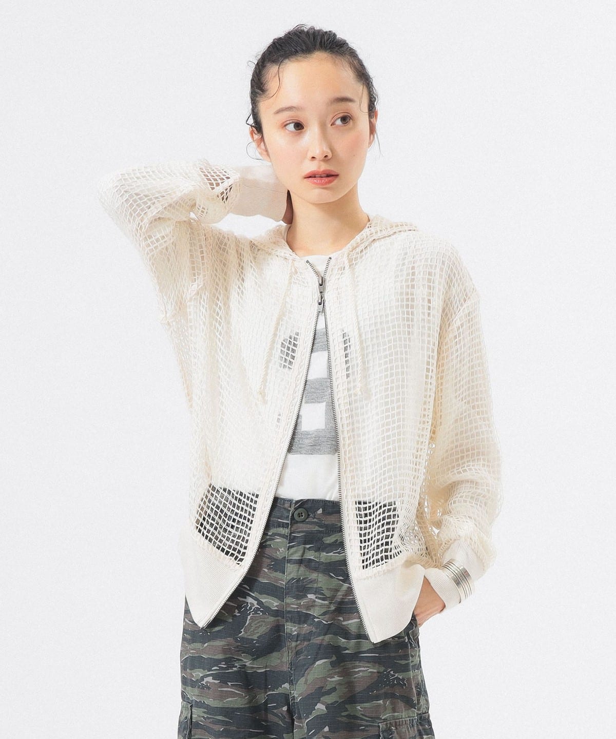 BEAMS BOY ビームスボーイ　ビッグメッシュフーディー　パーカー　洗濯◎ BEAMS BOY（ビームス ボーイ）ビッグ メッシュ フーディー（トップス