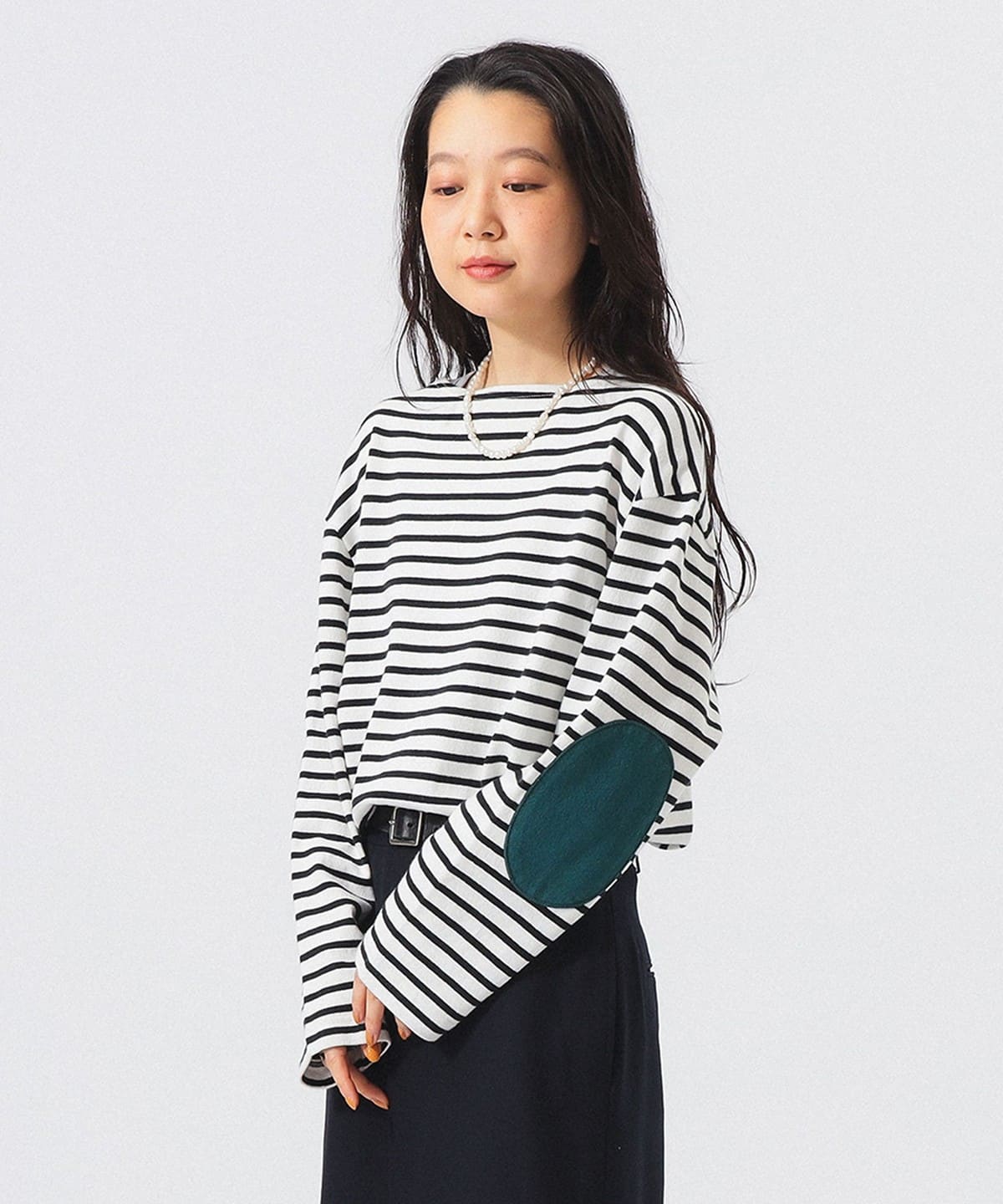 BEAMS BOY（ビームス ボーイ）エルボーパッチ バスク（Tシャツ