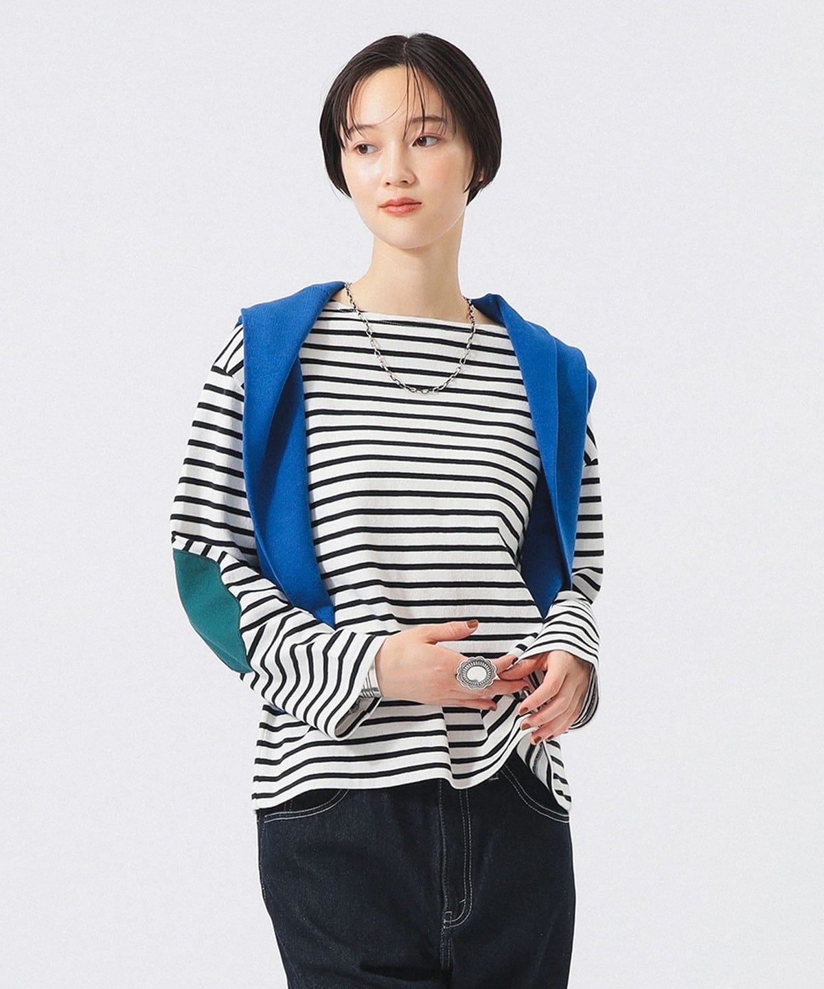 BEAMS BOY（ビームス ボーイ）エルボーパッチ バスク（Tシャツ