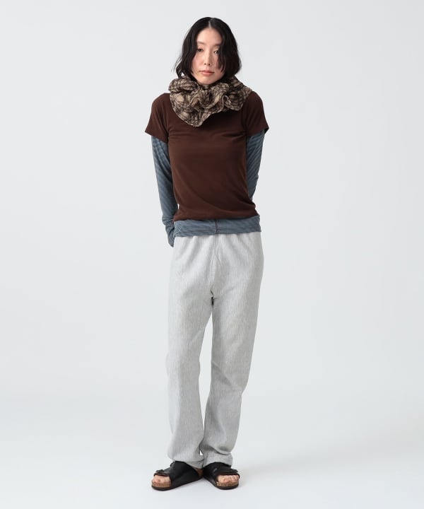 〈WOMEN〉ボーダー ロングスリーブ ＋ ソリッド ショートスリーブ Model : H170 B83 W60 H87　Size : SIZE 1