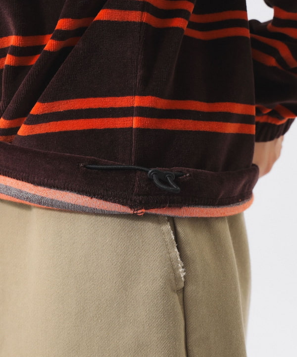 【別注】Healthknit / ボーダー ベロア ヘンリーネック