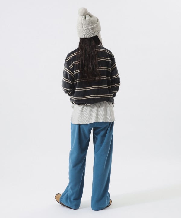 【別注】Healthknit / ボーダー ベロア ヘンリーネック BEAMS STAFF：H159　Size：ONE SIZE