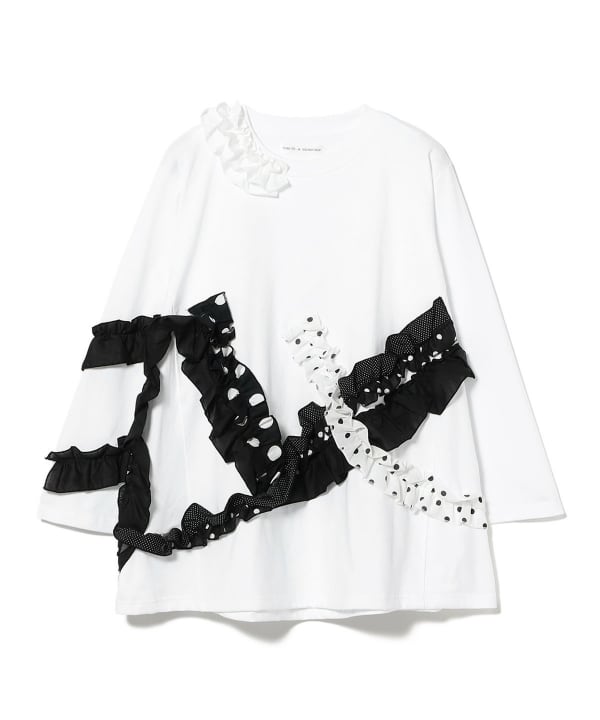 【別注】TORI-TO × BEAMS BOY / ウェーブ フリル ロング スリーブ Tシャツ