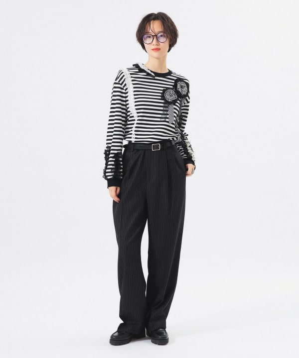 【別注】TORI-TO × BEAMS BOY / コサージュ Tシャツ Model : H166 B84 W60 H86　Size : ONE SIZE