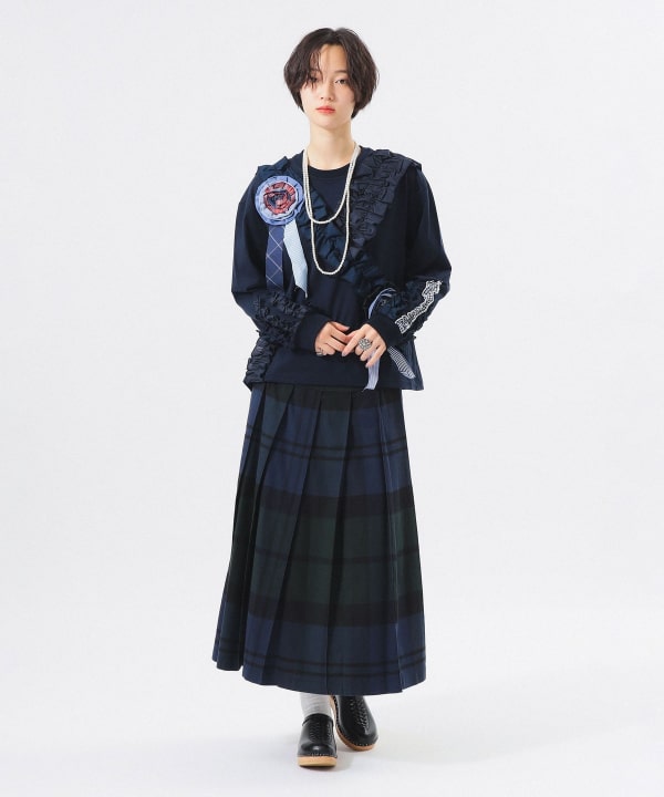【別注】TORI-TO × BEAMS BOY / コサージュ Tシャツ Model : H166 B84 W60 H86　Size : ONE SIZE