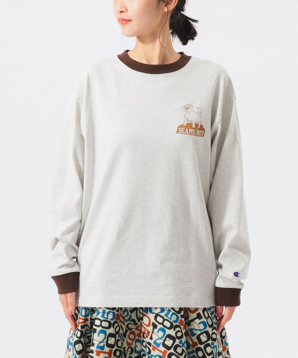 【別注】Champion / BOYロゴ リンガーTシャツ
