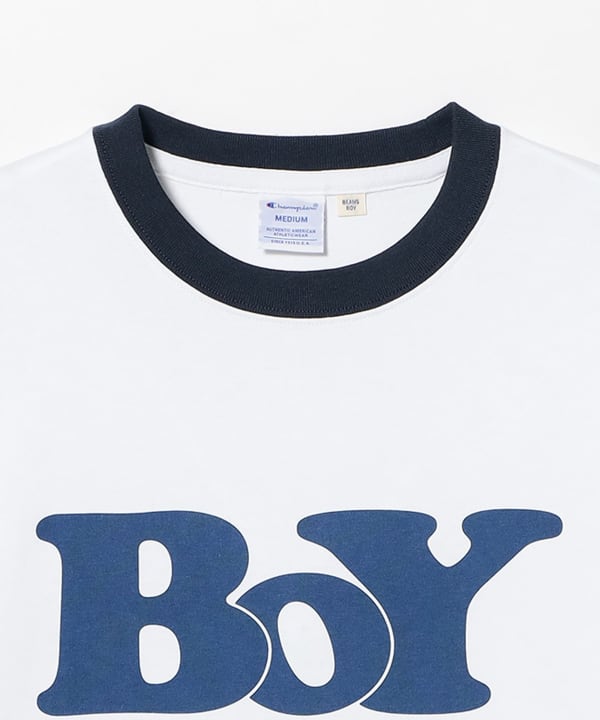 【別注】Champion / BOYロゴ リンガーTシャツ