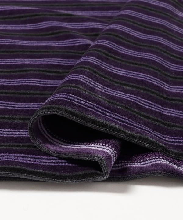 NEEDLES / L/S Crew Neck Tee - Stripe Velour
