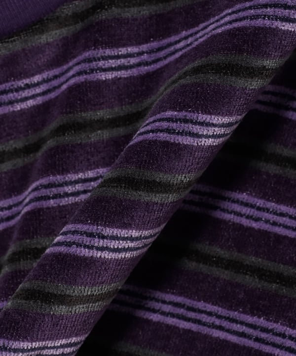 NEEDLES / L/S Crew Neck Tee - Stripe Velour