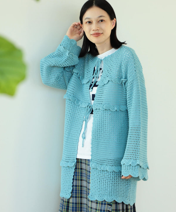 BEAMS BOY(ビームス ボーイ)BEAMS BOY / フリル ニット カーディガン ...