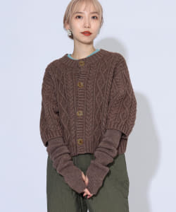 〈WOMEN〉BEAMS JAPAN / アランニット カーディガン + アームウォーマー
