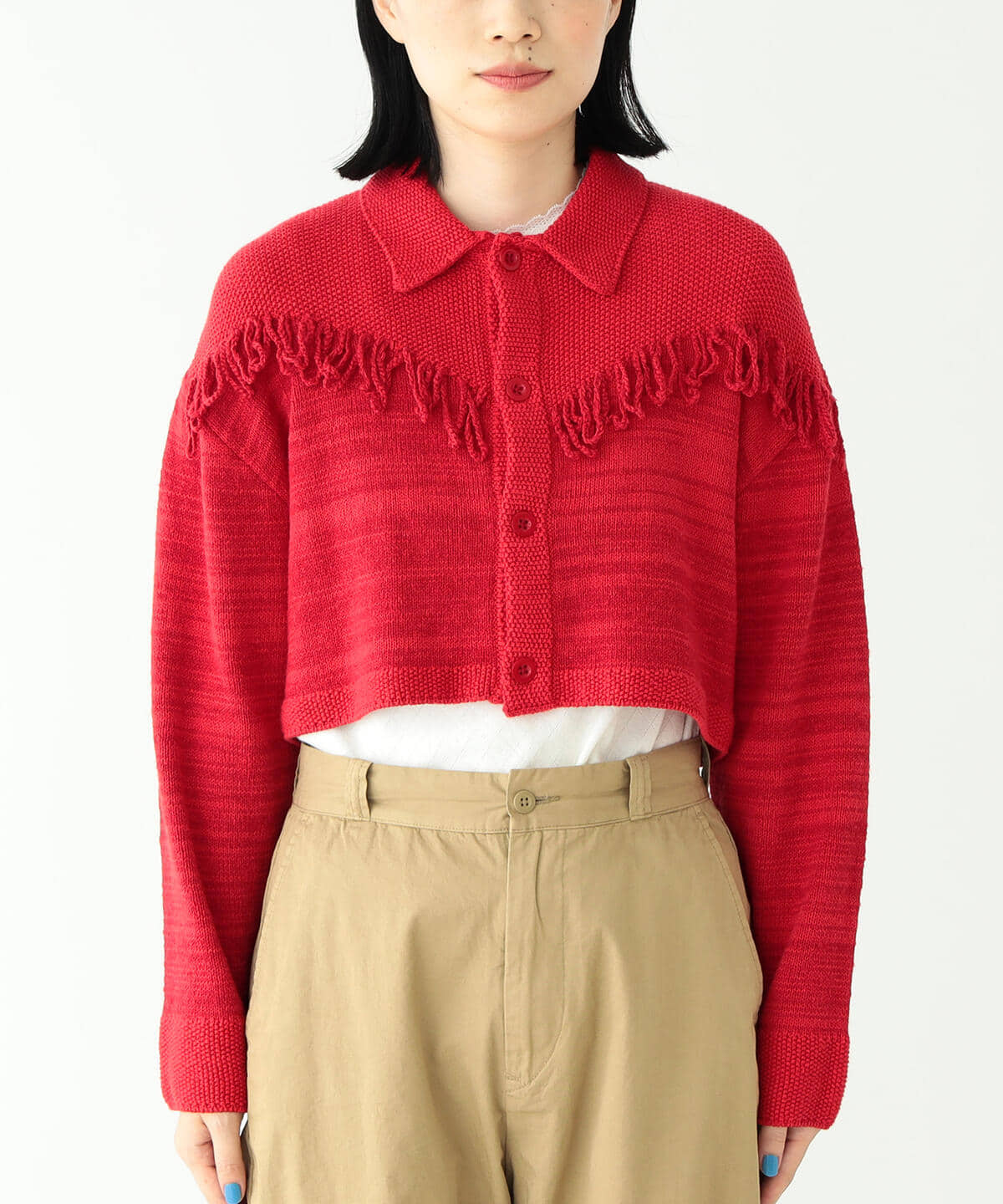 BEAMS BOY BEAMS BOY Outlet] BEAMS BOY / Short fringe cardigan