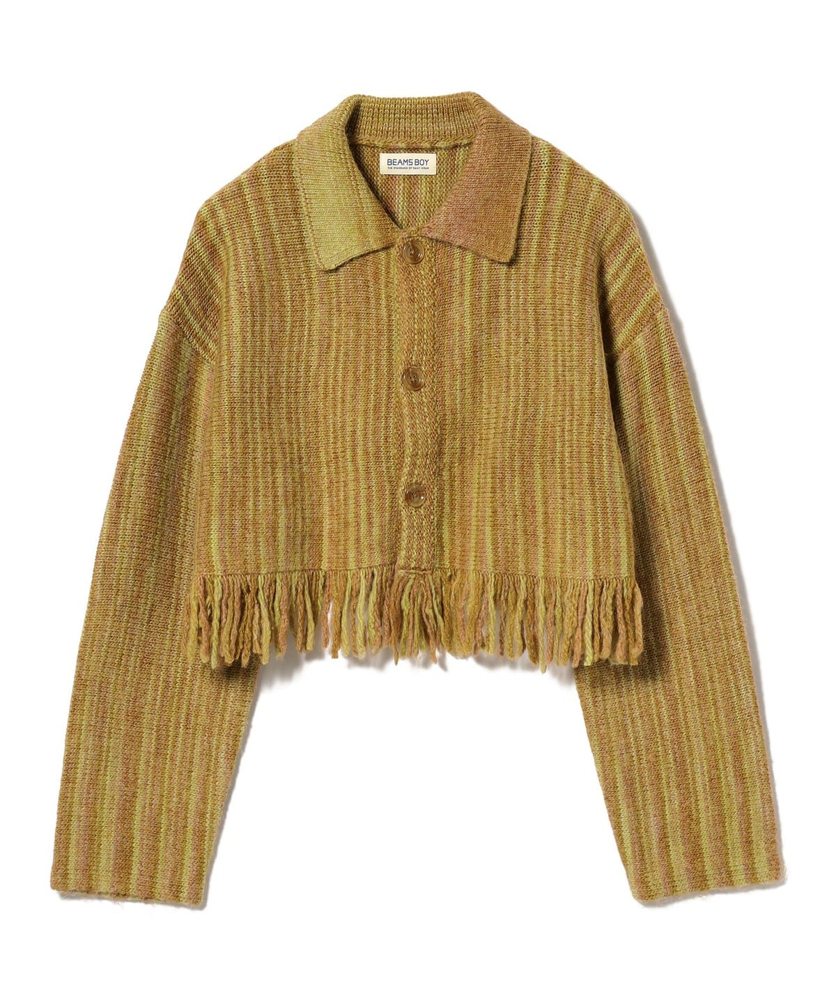 [Outlet] BEAMS BOY / Kasuri fringe cardigan