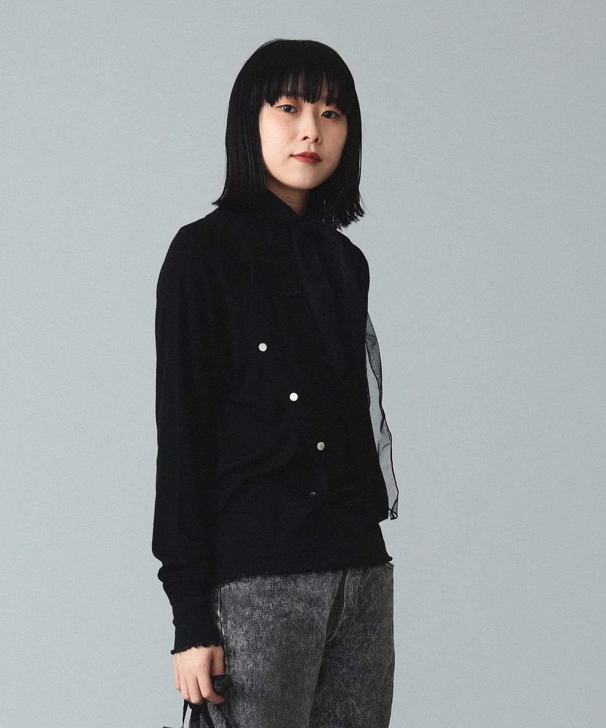 maturely マチュアリー / Inside Out Cardigan トップス WOMEN BLACK 0 maturely マチュアリー / Inside Out Cardigan トップス WOMEN BLACK 0