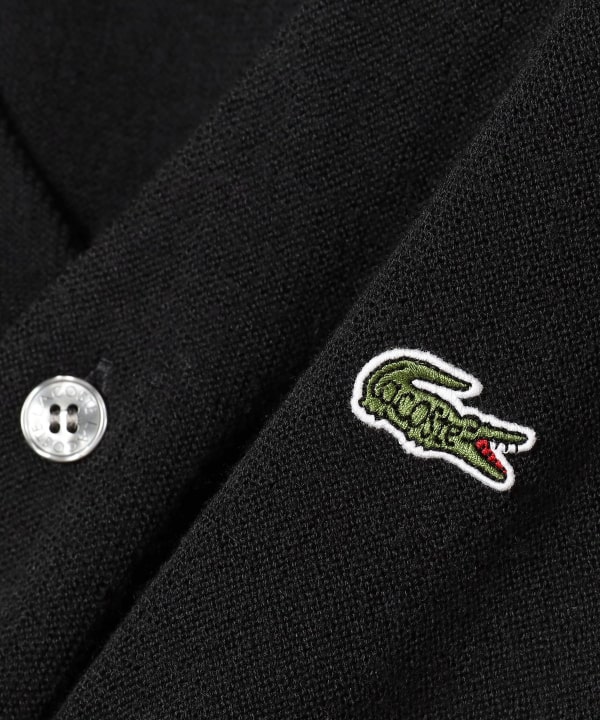 ラコステ ビームス別注 ウール混 Ｖネックカーディガン ブラック 黒 LACOSTE - ラコステ ビームス別注 ウール混 Vネック
