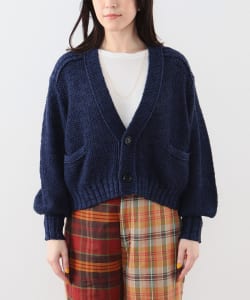コットン アクリル Vネック カーディガン