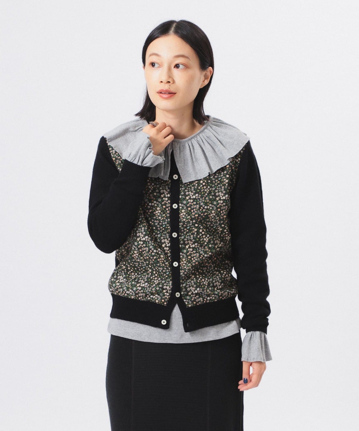 リバティ パッチ カーディガン トップス WOMEN BLACK 1 リバティ パッチ カーディガン トップス WOMEN BLACK 1