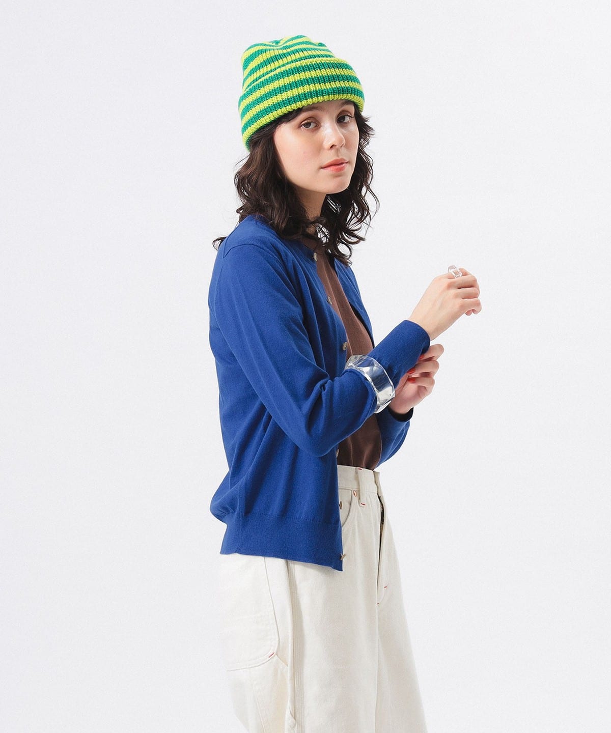 14ゲージ クルー カーディガン トップス WOMEN BLUE 0 14ゲージ クルー カーディガン トップス WOMEN BLUE 0