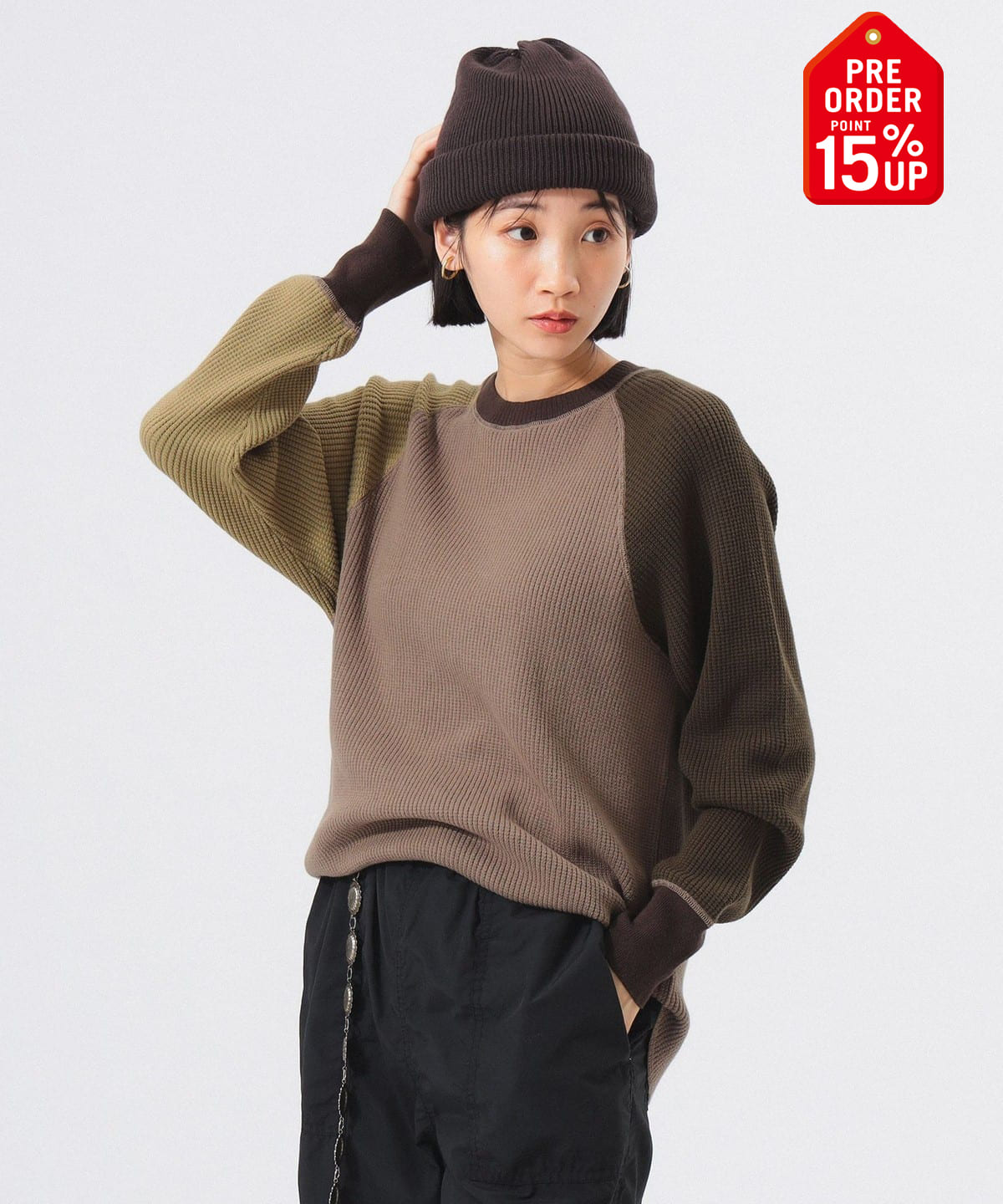 【+15%ポイントUP】14ゲージ ワッフル クルー ニット トップス WOMEN OLIVE ONE SIZE 【+15%ポイントUP】14ゲージ ワッフル クルー ニット トップス WOMEN OLIVE ONE SIZE
