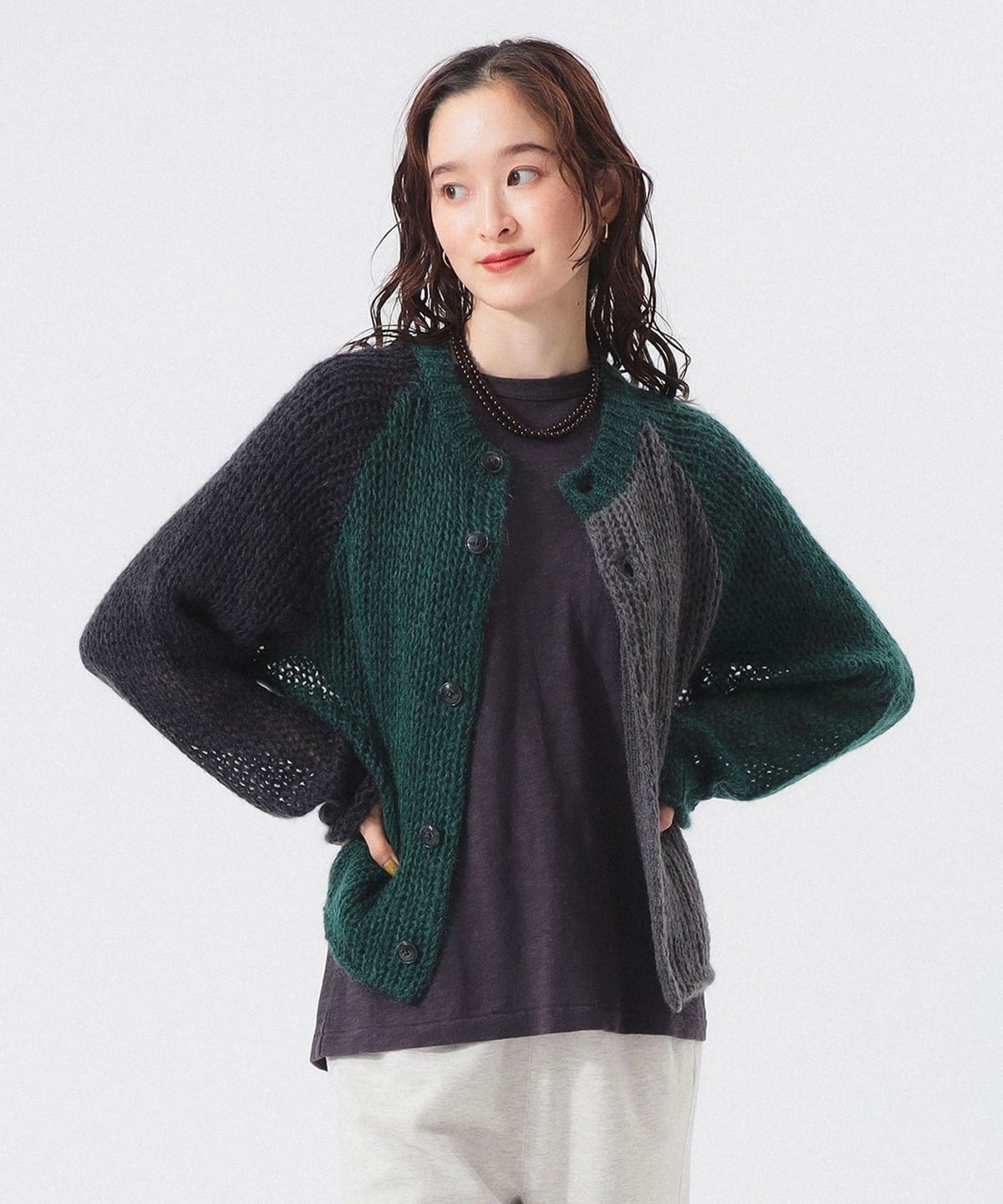 モヘア クレイジー カーディガン トップス WOMEN CHARCOAL. GREY ONE SIZE モヘア クレイジー カーディガン トップス WOMEN CHARCOAL. GREY ONE SIZE
