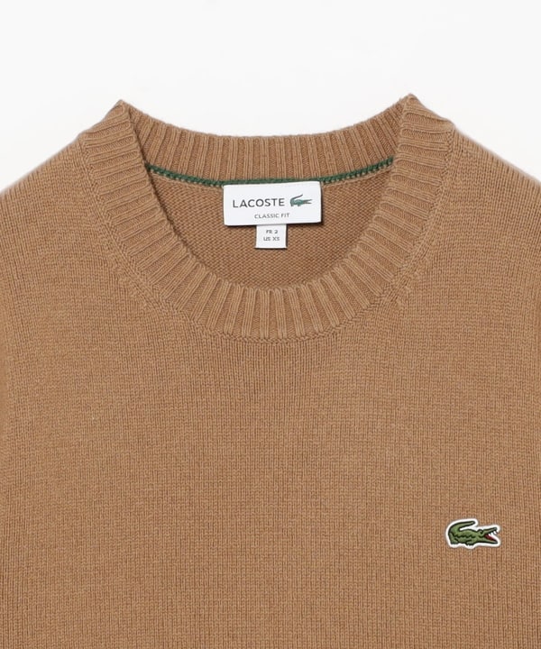 未使用品 ラコステ LACOSTE ニット セーター コットン AH8655 ロゴ ワッペン 総柄 青系 4 トップス ラコステ ニット セーター ラガーシャツ 刺繍ロゴ 太ボーダー 新品未