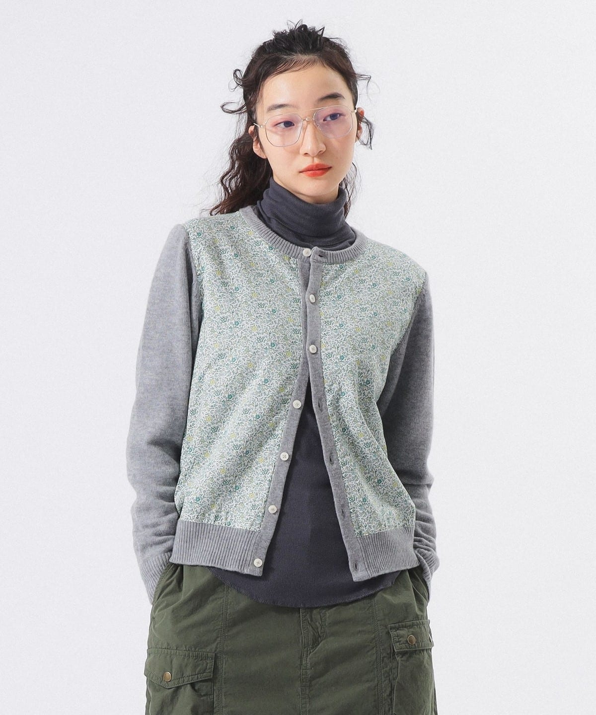 リバティ パッチ カーディガン トップス WOMEN T. GREY 2 リバティ パッチ カーディガン トップス WOMEN T. GREY 2