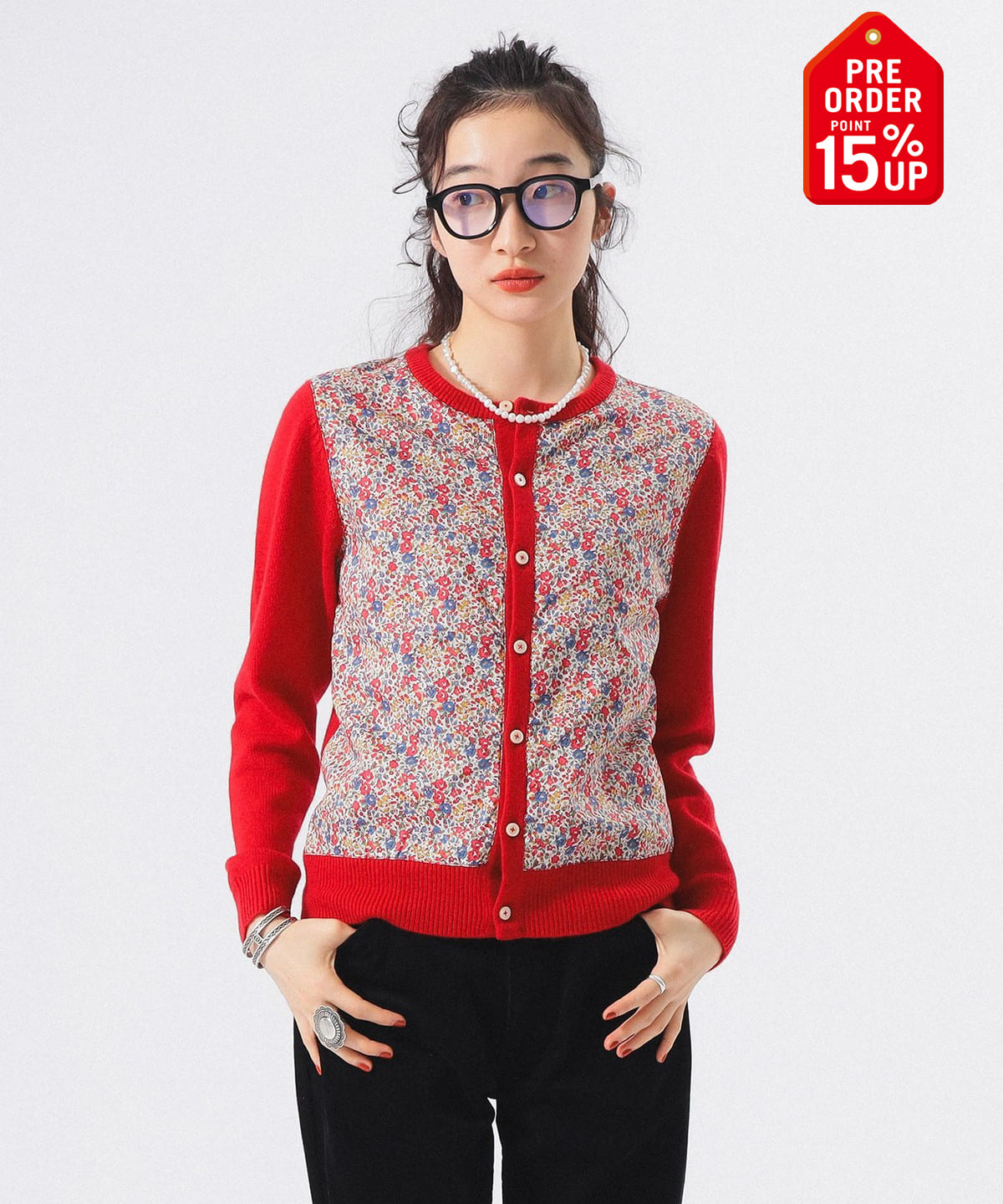 【+15%ポイントUP】リバティ パッチ カーディガン トップス WOMEN RED 1 【+15%ポイントUP】リバティ パッチ カーディガン トップス WOMEN RED 1