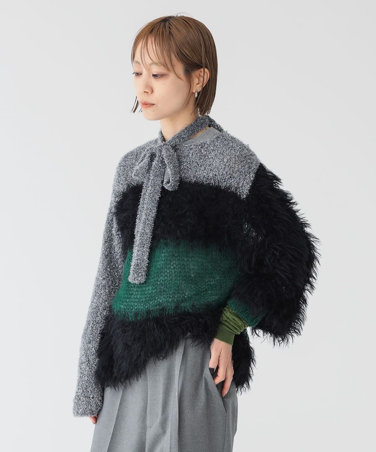 maturely マチュアリー / スリーヤーン ボウタイ ロングスリーブ トップス WOMEN GREEN ONE SIZE maturely マチュアリー / スリーヤーン ボウタイ ロングスリーブ トップス WOMEN GREEN ONE SIZE