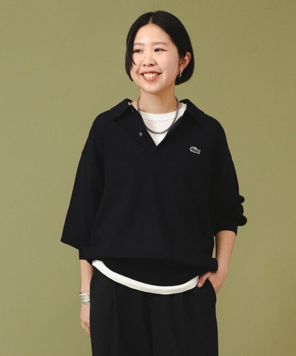 【新品タグ付】ビームス別注 ラコステ 限定ポロシャツ LACOSTE 黒サイズ3 新品タグ付】ビームス別注 ラコステ 限定ポロシャツ LACOSTE 黒
