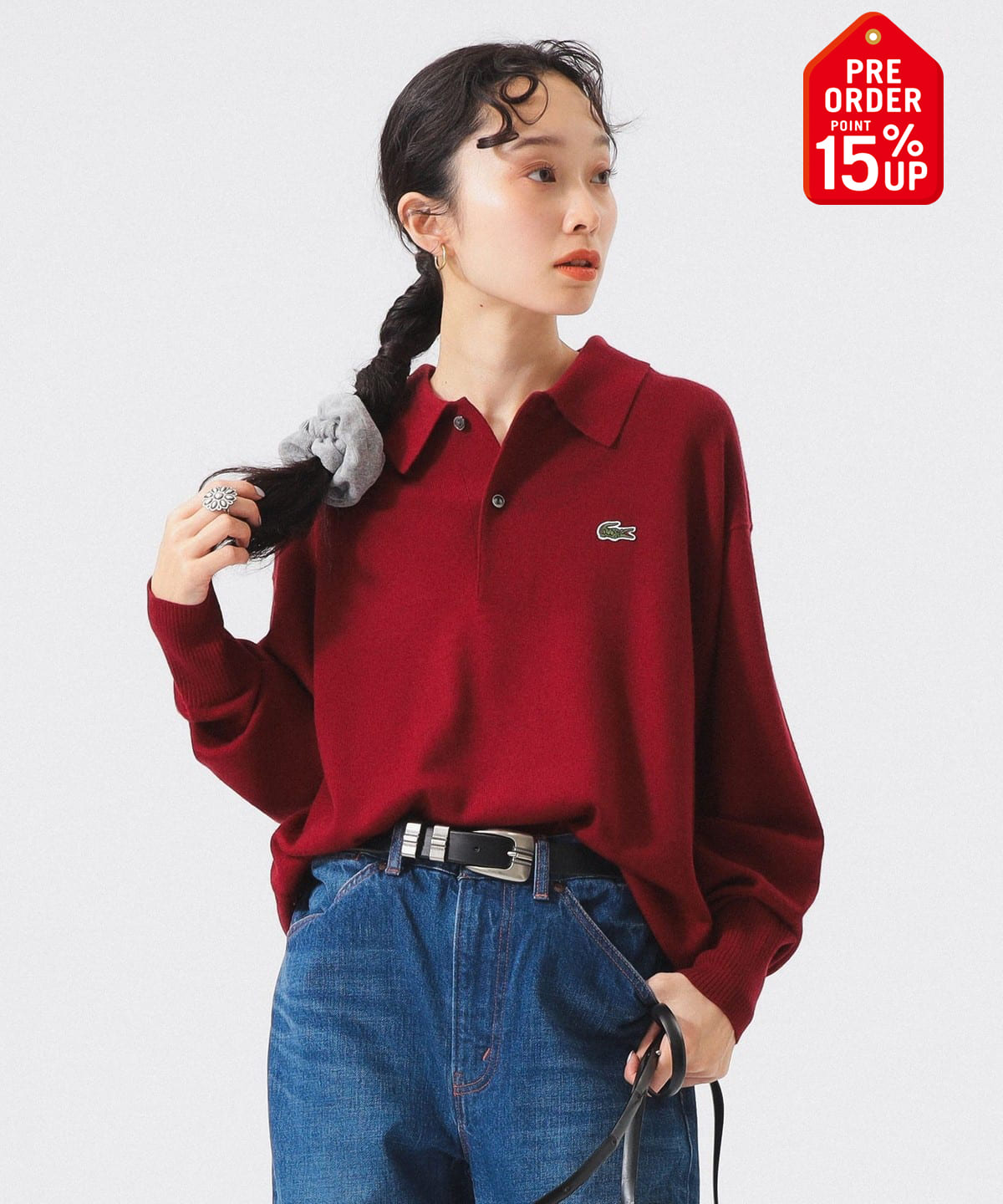 【+15%ポイントUP】【別注】LACOSTE ラコステ / ニット ポロシャツ トップス WOMEN WINE 36 【+15%ポイントUP】【別注】LACOSTE ラコステ / ニット ポロシャツ トップス WOMEN WINE 36