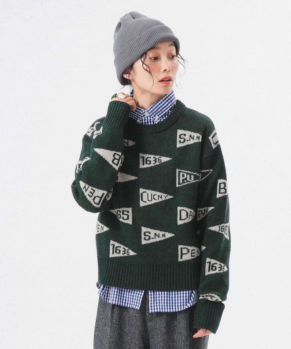 ペナント ニット プルオーバー トップス WOMEN GREEN ONE SIZE ペナント ニット プルオーバー トップス WOMEN GREEN ONE SIZE
