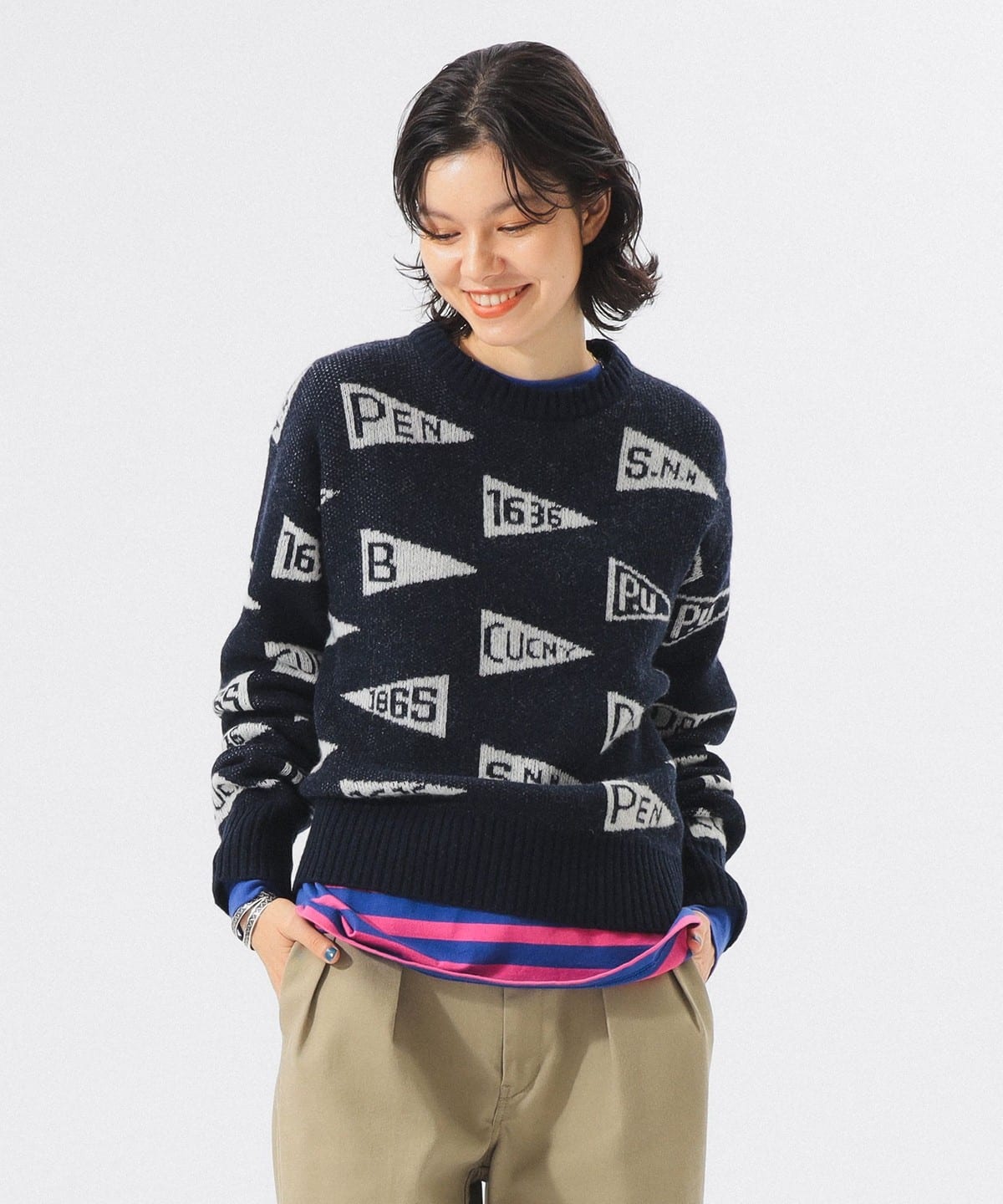 ペナント ニット プルオーバー トップス WOMEN NAVY ONE SIZE ペナント ニット プルオーバー トップス WOMEN NAVY ONE SIZE