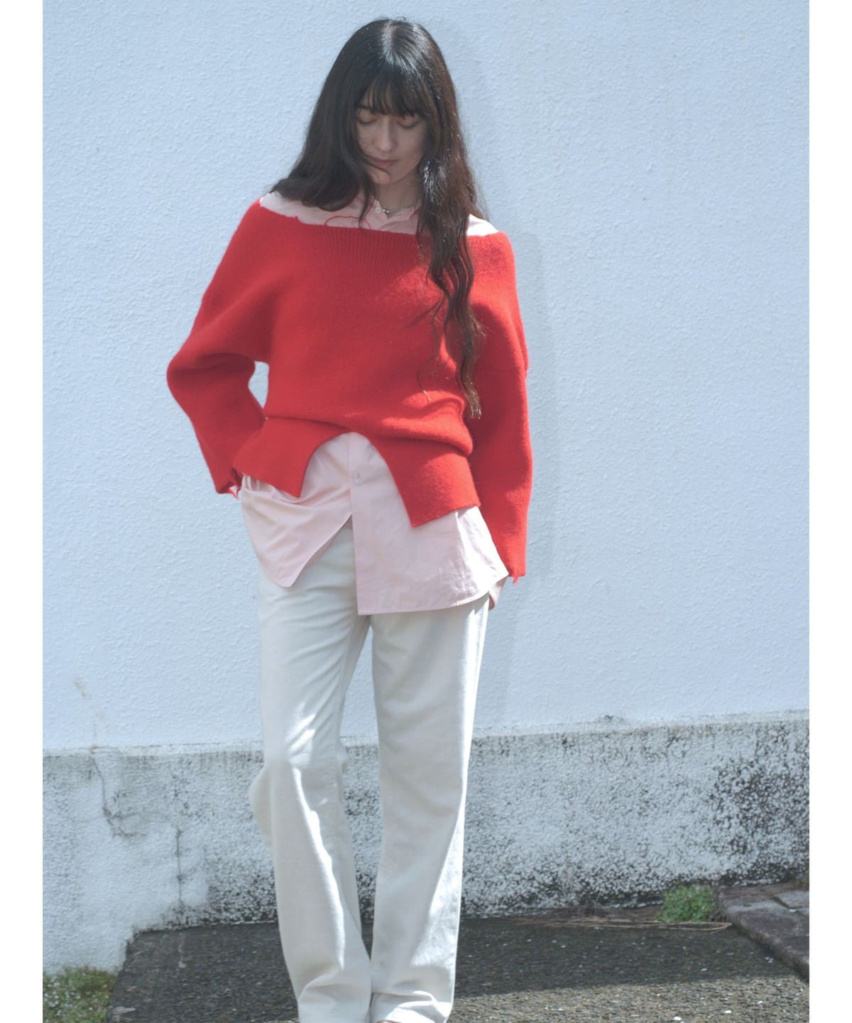 〈WOMEN〉ボート ネック リブ トップス WOMEN RED ONE SIZE 〈WOMEN〉ボート ネック リブ トップス WOMEN RED ONE SIZE