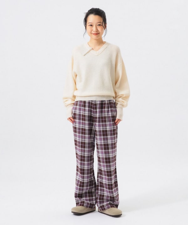 モヘヤ ミックス Vネック ニット BEAMS STAFF：H159　Size：1