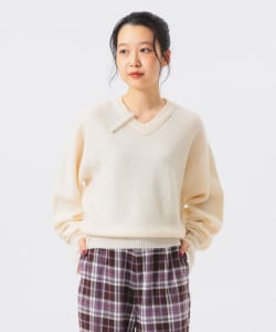 モヘヤ ミックス Vネック ニット