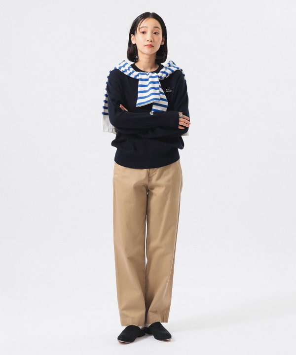 【別注】LACOSTE / クルーネック ニット Model： H165 B80 W59 H85　Size： 36