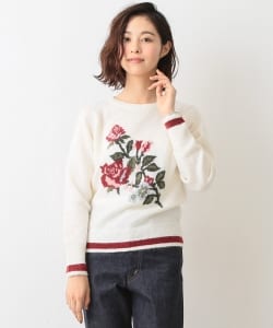 BEAMS BOY / BOY フラワー ジャガート クルーネックニット
