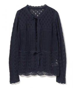 BEAMS BOY / 7ゲージ レーシー リボン カーディガン