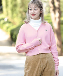 LACOSTE × BEAMS BOY / 別注 ショート丈 ロングスリーブ カーディガン