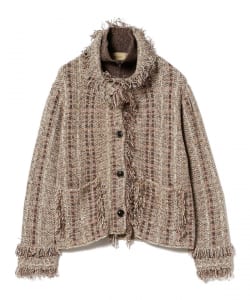 maturely / Knit Tweed Fringe Jacket