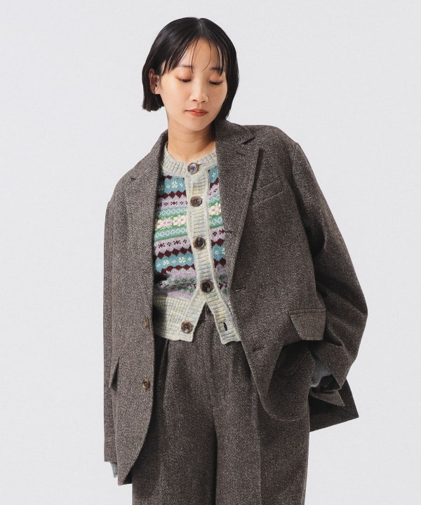 BEAMS Fシングル３つボタンツィードスーツ◯サイズM程度 BEAMS F〉New Arrival ハンドラインのツイードジャケット