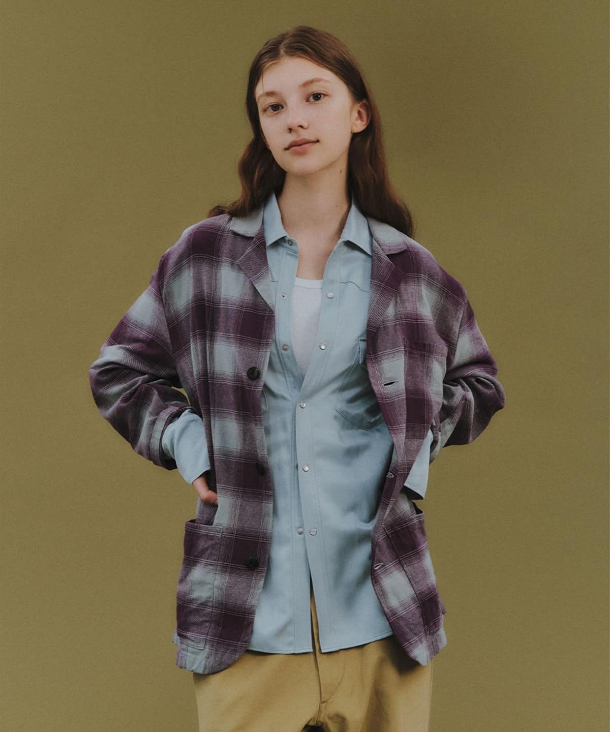 【別注】INDIVIDUALIZED SHIRTS インディビジュアライズド シャツ / LOUNGER JACKET 25F ジャケット WOMEN PURPLE ONE SIZE 【別注】INDIVIDUALIZED SHIRTS インディビジュアライズド シャツ / LOUNGER JACKET 25F ジャケット WOMEN PURPLE ONE SIZE